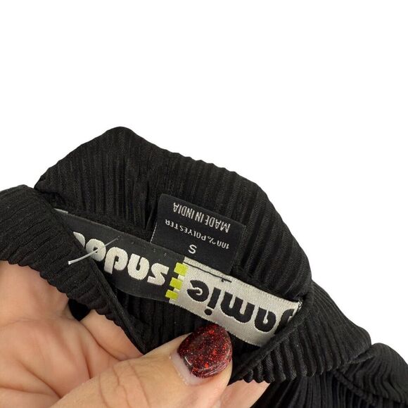 Jamie Sadock Black Crinkle Pleated Golf Jacket Shirt Small Full Zip Front Womens - Picture 12 of 16